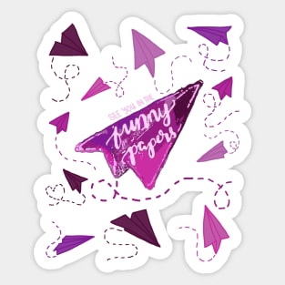 PINK PAPER AIRPLANES | SEE YOU IN THE FUNNY PAPERS Sticker